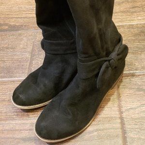 Lucky, black suede boots with zipper, size 3